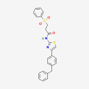 molecular formula C25H22N2O3S2 B2551105 3-(benzenesulfonyl)-N-[4-(4-benzylphenyl)-1,3-thiazol-2-yl]propanamide CAS No. 868676-64-6