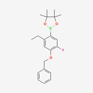 molecular formula C21H26BFO3 B2551134 2-(4-(Benzyloxy)-2-ethyl-5-fluorophenyl)-4,4,5,5-tetramethyl-1,3,2-dioxaborolane CAS No. 1825308-37-9