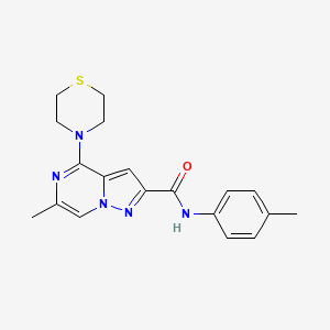 molecular formula C19H21N5OS B2551153 6-methyl-N-(4-methylphenyl)-4-(thiomorpholin-4-yl)pyrazolo[1,5-a]pyrazine-2-carboxamide CAS No. 1775335-66-4