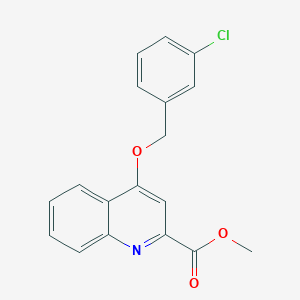 molecular formula C18H14ClNO3 B2551157 METHYL 4-[(3-CHLOROPHENYL)METHOXY]QUINOLINE-2-CARBOXYLATE CAS No. 1359499-90-3