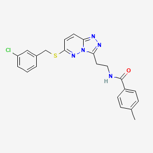 molecular formula C22H20ClN5OS B2551171 N-(2-(6-((3-chlorobenzyl)thio)-[1,2,4]triazolo[4,3-b]pyridazin-3-yl)ethyl)-4-methylbenzamide CAS No. 872995-33-0