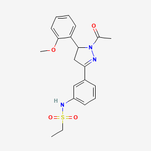 molecular formula C20H23N3O4S B2551185 N-(3-(1-acetyl-5-(2-methoxyphenyl)-4,5-dihydro-1H-pyrazol-3-yl)phenyl)ethanesulfonamide CAS No. 852141-59-4