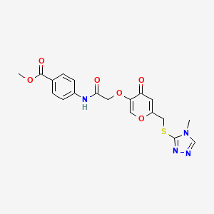 molecular formula C19H18N4O6S B2551204 methyl 4-(2-((6-(((4-methyl-4H-1,2,4-triazol-3-yl)thio)methyl)-4-oxo-4H-pyran-3-yl)oxy)acetamido)benzoate CAS No. 899984-47-5