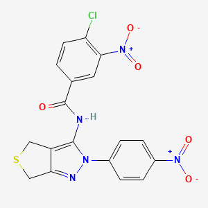 molecular formula C18H12ClN5O5S B2551208 4-chloro-3-nitro-N-[2-(4-nitrophenyl)-2H,4H,6H-thieno[3,4-c]pyrazol-3-yl]benzamide CAS No. 396721-83-8
