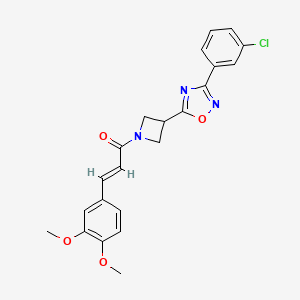 molecular formula C22H20ClN3O4 B2551219 (E)-1-(3-(3-(3-chlorophenyl)-1,2,4-oxadiazol-5-yl)azetidin-1-yl)-3-(3,4-dimethoxyphenyl)prop-2-en-1-one CAS No. 1351664-05-5