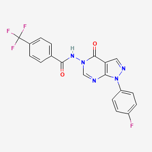 molecular formula C19H11F4N5O2 B2551233 N-(1-(4-fluorophenyl)-4-oxo-1H-pyrazolo[3,4-d]pyrimidin-5(4H)-yl)-4-(trifluoromethyl)benzamide CAS No. 919844-57-8