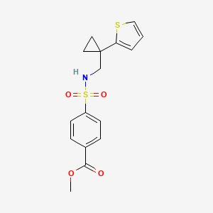 molecular formula C16H17NO4S2 B2551304 methyl 4-({[1-(thiophen-2-yl)cyclopropyl]methyl}sulfamoyl)benzoate CAS No. 1396713-23-7