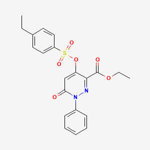 molecular formula C21H20N2O6S B2551314 Ethyl 4-(((4-ethylphenyl)sulfonyl)oxy)-6-oxo-1-phenyl-1,6-dihydropyridazine-3-carboxylate CAS No. 899959-30-9