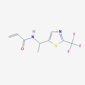 molecular formula C9H9F3N2OS B2551322 N-{1-[2-(trifluoromethyl)-1,3-thiazol-5-yl]ethyl}prop-2-enamide CAS No. 2305309-94-6