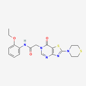 molecular formula C19H21N5O3S2 B2551328 N-(2-ethoxyphenyl)-2-[7-oxo-2-(thiomorpholin-4-yl)-6H,7H-[1,3]thiazolo[4,5-d]pyrimidin-6-yl]acetamide CAS No. 1223793-28-9