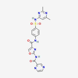 molecular formula C21H18N8O5S B2551330 N-(4-(N-(2,6-dimethylpyrimidin-4-yl)sulfamoyl)phenyl)-2-(pyrazine-2-carboxamido)oxazole-4-carboxamide CAS No. 1396886-49-9