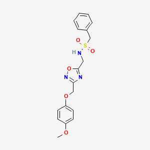 N-((3-((4-methoxyphenoxy)methyl)-1,2,4-oxadiazol-5-yl)methyl)-1-phenylmethanesulfonamide