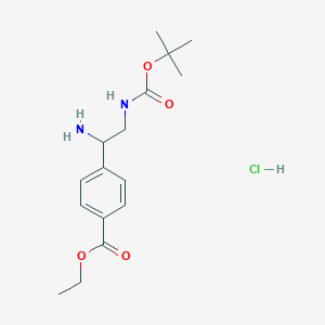 molecular formula C16H25ClN2O4 B2551342 Ethyl 4-[1-amino-2-[(2-methylpropan-2-yl)oxycarbonylamino]ethyl]benzoate;hydrochloride CAS No. 2378503-32-1