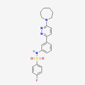 molecular formula C22H23FN4O2S B2551344 N-{3-[6-(azepan-1-yl)pyridazin-3-yl]phenyl}-4-fluorobenzene-1-sulfonamide CAS No. 904822-90-8