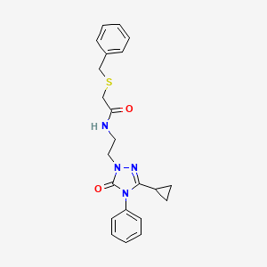 2-(benzylthio)-N-(2-(3-cyclopropyl-5-oxo-4-phenyl-4,5-dihydro-1H-1,2,4-triazol-1-yl)ethyl)acetamide