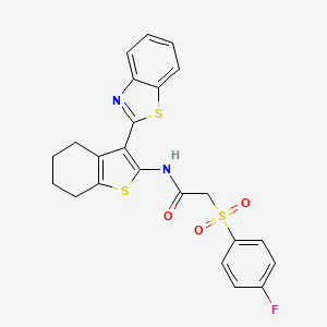 molecular formula C23H19FN2O3S3 B2551363 N-(3-(benzo[d]thiazol-2-yl)-4,5,6,7-tetrahydrobenzo[b]thiophen-2-yl)-2-((4-fluorophenyl)sulfonyl)acetamide CAS No. 895473-88-8