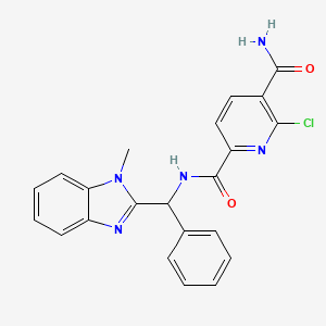 6-chloro-N2-[(1-methyl-1H-1,3-benzodiazol-2-yl)(phenyl)methyl]pyridine-2,5-dicarboxamide