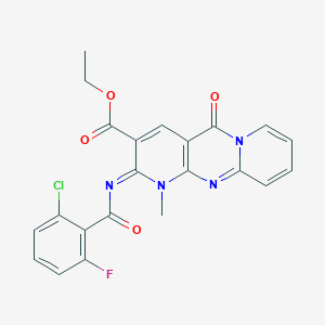 molecular formula C22H16ClFN4O4 B2551369 (Z)-ethyl 2-((2-chloro-6-fluorobenzoyl)imino)-1-methyl-5-oxo-2,5-dihydro-1H-dipyrido[1,2-a:2',3'-d]pyrimidine-3-carboxylate CAS No. 534565-97-4