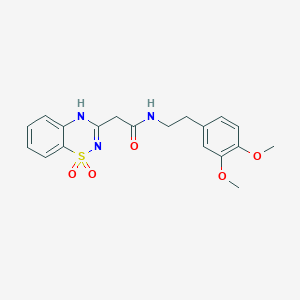 molecular formula C19H21N3O5S B2551370 N-(3,4-dimethoxyphenethyl)-2-(1,1-dioxido-2H-benzo[e][1,2,4]thiadiazin-3-yl)acetamide CAS No. 1189946-86-8
