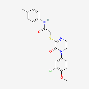 molecular formula C20H18ClN3O3S B2551373 2-{[4-(3-chloro-4-methoxyphenyl)-3-oxo-3,4-dihydropyrazin-2-yl]sulfanyl}-N-(4-methylphenyl)acetamide CAS No. 899987-83-8