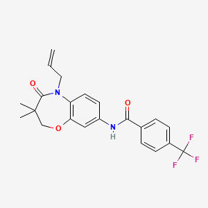 molecular formula C22H21F3N2O3 B2551375 N-(5-allyl-3,3-dimethyl-4-oxo-2,3,4,5-tetrahydrobenzo[b][1,4]oxazepin-8-yl)-4-(trifluoromethyl)benzamide CAS No. 921564-51-4