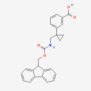molecular formula C26H23NO4 B2551377 3-[1-[(9H-Fluoren-9-ylmethoxycarbonylamino)methyl]cyclopropyl]benzoic acid CAS No. 2411264-22-5