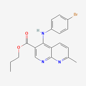 molecular formula C19H18BrN3O2 B2551403 Propyl 4-(4-bromoanilino)-7-methyl-1,8-naphthyridine-3-carboxylate CAS No. 1116007-04-5
