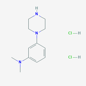 molecular formula C12H21Cl2N3 B2551414 N,N-Dimethyl-3-piperazin-1-ylaniline;dihydrochloride CAS No. 2490402-27-0