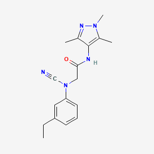 molecular formula C17H21N5O B2551433 2-[cyano(3-ethylphenyl)amino]-N-(1,3,5-trimethyl-1H-pyrazol-4-yl)acetamide CAS No. 1423627-82-0