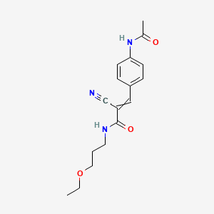 molecular formula C17H21N3O3 B2551452 2-cyano-3-(4-acetamidophenyl)-N-(3-ethoxypropyl)prop-2-enamide CAS No. 474772-15-1