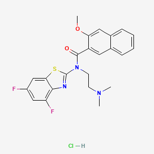 molecular formula C23H22ClF2N3O2S B2551459 N-(4,6-DIFLUORO-1,3-BENZOTHIAZOL-2-YL)-N-[2-(DIMETHYLAMINO)ETHYL]-3-METHOXYNAPHTHALENE-2-CARBOXAMIDE HYDROCHLORIDE CAS No. 1177654-58-8