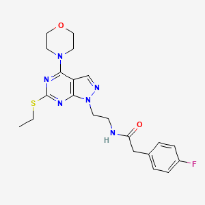 molecular formula C21H25FN6O2S B2551461 N-(2-(6-(ethylthio)-4-morpholino-1H-pyrazolo[3,4-d]pyrimidin-1-yl)ethyl)-2-(4-fluorophenyl)acetamide CAS No. 941897-19-4