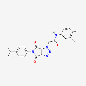 molecular formula C23H25N5O3 B2551463 N-(3,4-dimethylphenyl)-2-{4,6-dioxo-5-[4-(propan-2-yl)phenyl]-1H,3aH,4H,5H,6H,6aH-pyrrolo[3,4-d][1,2,3]triazol-1-yl}acetamide CAS No. 1008245-05-3