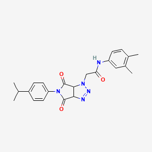 molecular formula C23H25N5O3 B2551463 N-(3,4-dimethylphenyl)-2-[5-(4-isopropylphenyl)-4,6-dioxo-4,5,6,6a-tetrahydropyrrolo[3,4-d][1,2,3]triazol-1(3aH)-yl]acetamide CAS No. 1008245-05-3