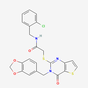 B2551464 2-((3-(benzo[d][1,3]dioxol-5-ylmethyl)-4-oxo-3,4-dihydrothieno[3,2-d]pyrimidin-2-yl)thio)-N-(2-chlorobenzyl)acetamide CAS No. 923195-03-3