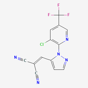 molecular formula C13H5ClF3N5 B2551476 2-({1-[3-chloro-5-(trifluoromethyl)-2-pyridinyl]-1H-pyrazol-5-yl}methylene)malononitrile CAS No. 318248-55-4