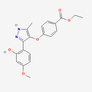 molecular formula C20H20N2O5 B2551496 ethyl 4-((3-(2-hydroxy-4-methoxyphenyl)-5-methyl-1H-pyrazol-4-yl)oxy)benzoate CAS No. 879447-21-9