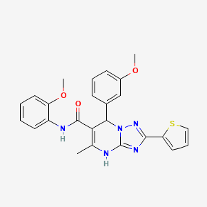 molecular formula C25H23N5O3S B2551505 N-(2-methoxyphenyl)-7-(3-methoxyphenyl)-5-methyl-2-(thiophen-2-yl)-4,7-dihydro-[1,2,4]triazolo[1,5-a]pyrimidine-6-carboxamide CAS No. 540506-03-4