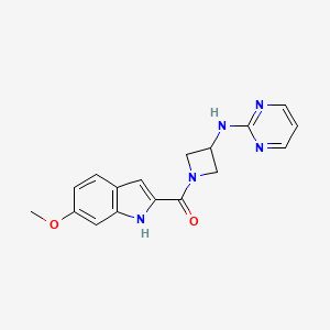 molecular formula C17H17N5O2 B2551522 N-[1-(6-methoxy-1H-indole-2-carbonyl)azetidin-3-yl]pyrimidin-2-amine CAS No. 2034420-89-6