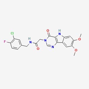molecular formula C21H18ClFN4O4 B2551523 N-[(3-chloro-4-fluorophenyl)methyl]-2-{7,8-dimethoxy-4-oxo-3H,4H,5H-pyrimido[5,4-b]indol-3-yl}acetamide CAS No. 1189650-44-9