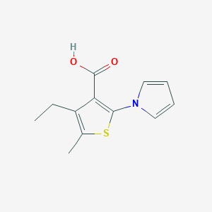 molecular formula C12H13NO2S B2551529 4-ethyl-5-methyl-2-(1H-pyrrol-1-yl)thiophene-3-carboxylic acid CAS No. 952959-34-1