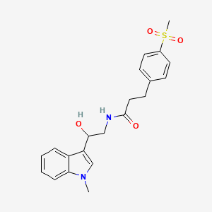 molecular formula C21H24N2O4S B2551541 N-(2-hydroxy-2-(1-methyl-1H-indol-3-yl)ethyl)-3-(4-(methylsulfonyl)phenyl)propanamide CAS No. 2034572-33-1