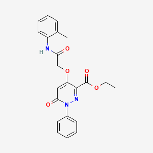 molecular formula C22H21N3O5 B2551545 ethyl 4-{[(2-methylphenyl)carbamoyl]methoxy}-6-oxo-1-phenyl-1,6-dihydropyridazine-3-carboxylate CAS No. 899960-09-9