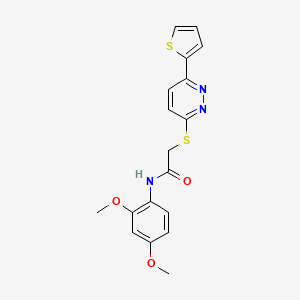 molecular formula C18H17N3O3S2 B2551557 N-(2,4-dimethoxyphenyl)-2-{[6-(thiophen-2-yl)pyridazin-3-yl]sulfanyl}acetamide CAS No. 872723-59-6