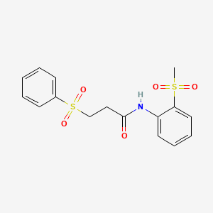 molecular formula C16H17NO5S2 B2551613 3-(benzenesulfonyl)-N-(2-methanesulfonylphenyl)propanamide CAS No. 920394-37-2