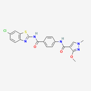 molecular formula C20H16ClN5O3S B2551621 N-(4-((6-chlorobenzo[d]thiazol-2-yl)carbamoyl)phenyl)-3-methoxy-1-methyl-1H-pyrazole-4-carboxamide CAS No. 1207022-54-5