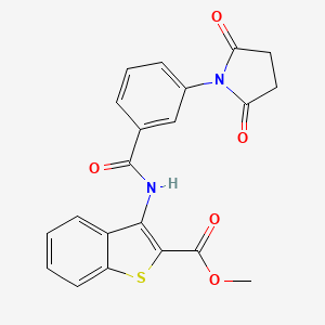 molecular formula C21H16N2O5S B2551627 Methyl 3-(3-(2,5-dioxopyrrolidin-1-yl)benzamido)benzo[b]thiophene-2-carboxylate CAS No. 477490-59-8