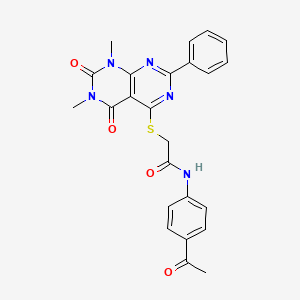 molecular formula C24H21N5O4S B2551655 N-(4-acetylphenyl)-2-((6,8-dimethyl-5,7-dioxo-2-phenyl-5,6,7,8-tetrahydropyrimido[4,5-d]pyrimidin-4-yl)thio)acetamide CAS No. 863003-36-5