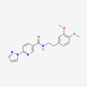 molecular formula C19H20N4O3 B2551672 N-(3,4-dimethoxyphenethyl)-6-(1H-pyrazol-1-yl)nicotinamide CAS No. 1251684-35-1