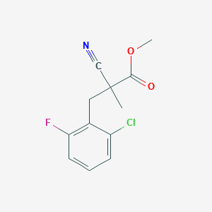 molecular formula C12H11ClFNO2 B2551696 Methyl 3-(2-chloro-6-fluorophenyl)-2-cyano-2-methylpropanoate CAS No. 1553521-90-6